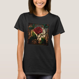 Beautiful Roses Illustration Stained Glass Realist T-Shirt