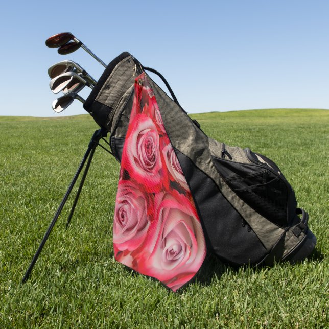 Beautiful roses in pink and red flower bouquet  golf towel (Green)