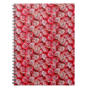 Beautiful roses in pink and red flower bouquet notebook