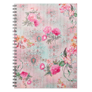Beautiful roses on vintage paper texture illustrat notebook