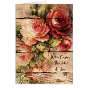 Beautiful Roses on Wood Sympathy Card