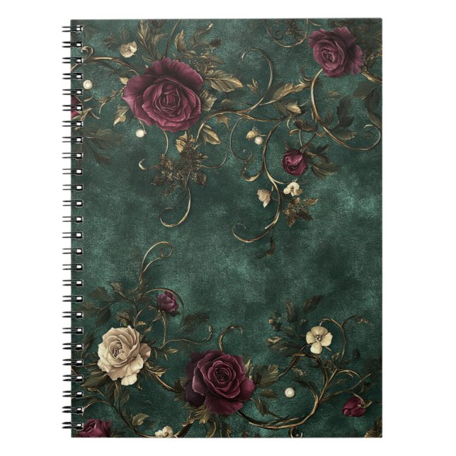Beautiful roses with gold swirls.  notebook (Front)