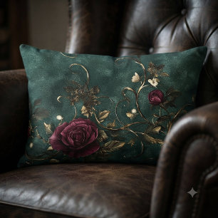 Beautiful roses with golded swirls. decorative cushion