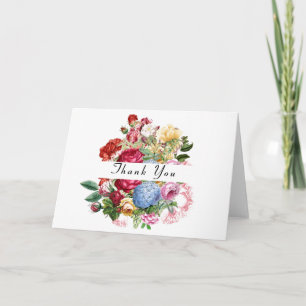 Beautiful Roses with Hydrangea Floral Thank You Card