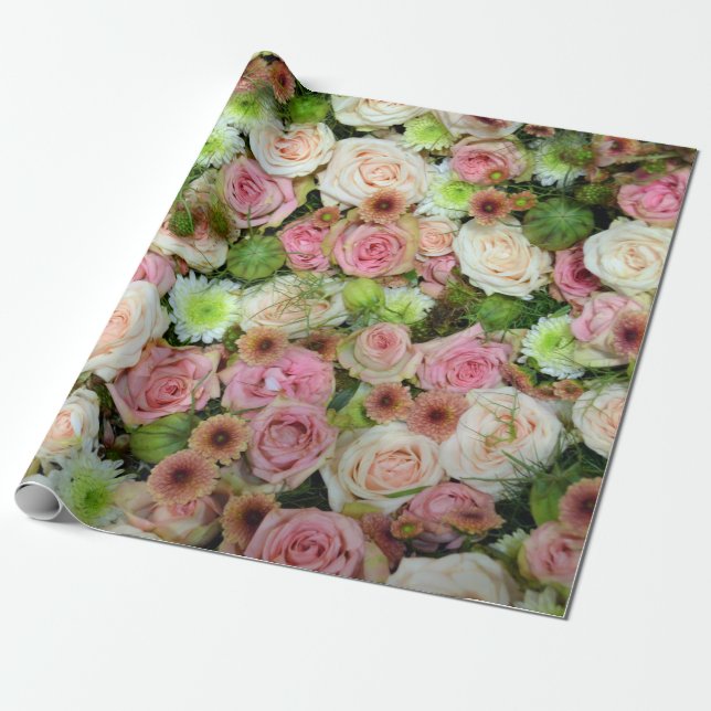 Beautiful Roses Wrapping Paper (Unrolled)
