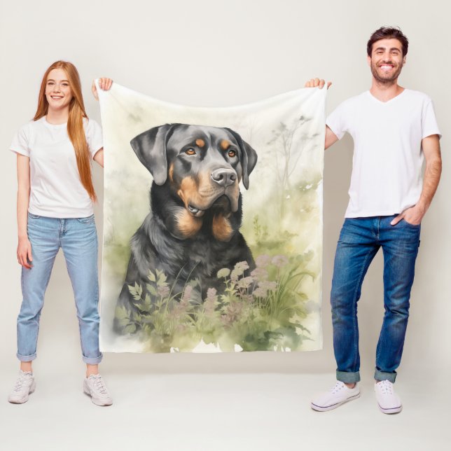 Beautiful Rottweiler Fleece Blanket (In Situ)