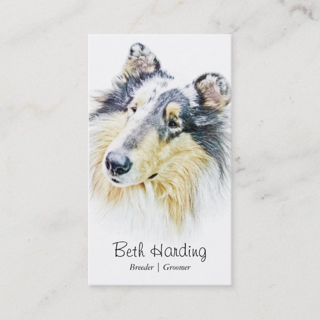 Beautiful Rough Collie dog art Business Card (Front)