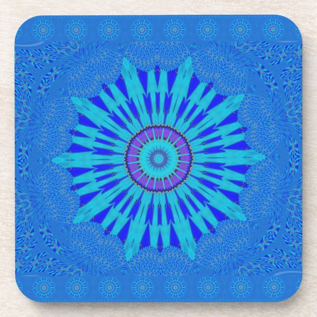 Beautiful Royal Blue Mandala Art Print Coaster (Front)