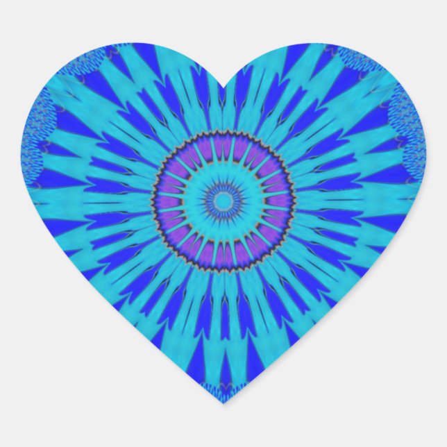 Beautiful Royal Blue Mandala Art Print Heart Sticker (Front)