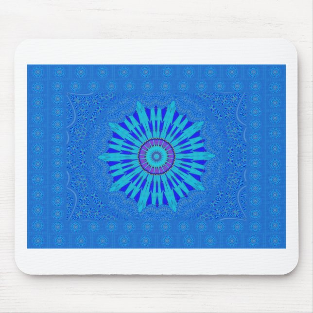 Beautiful Royal Blue Mandala Art Print Mouse Mat (Front)