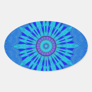 Beautiful Royal Blue Mandala Art Print Oval Sticker