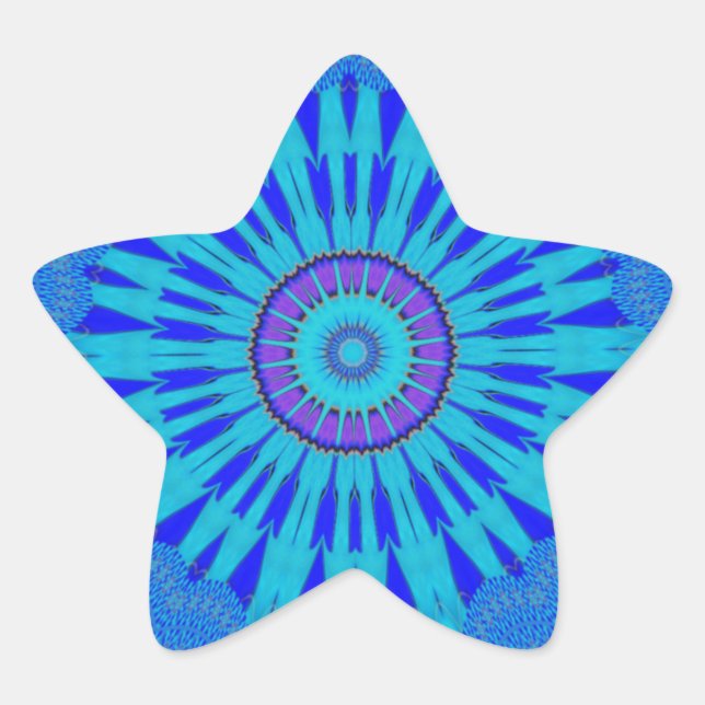 Beautiful Royal Blue Mandala Art Print Star Sticker (Front)