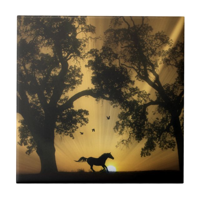 Beautiful Running  Horse Art Tile (Front)