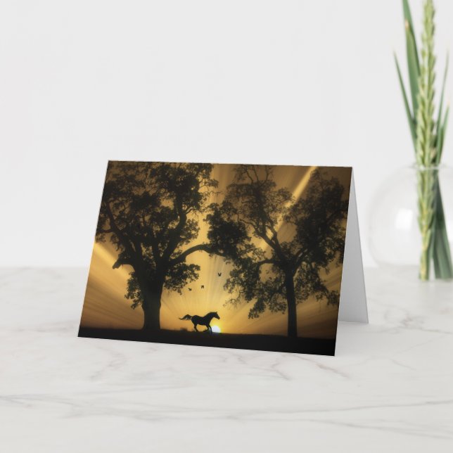 Beautiful Running Horse Happy Birthday Card (Front)