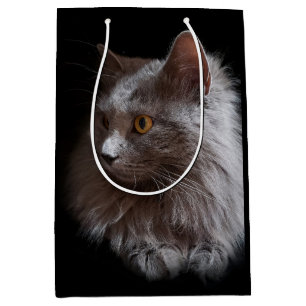 Beautiful Russian Blue Grey Cat Nebelung Medium Gift Bag