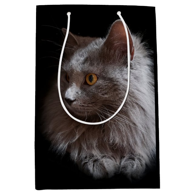 Beautiful Russian Blue Grey Cat Nebelung Medium Gift Bag (Front)