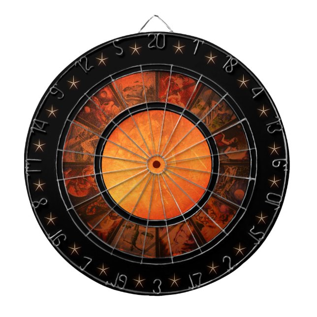 Beautiful Rust Zodiac Wheel Regulation Dartboard (Front)