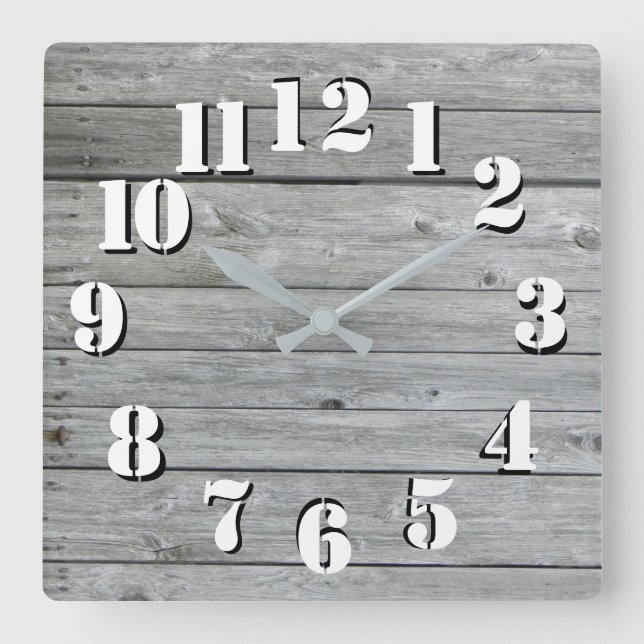 Beautiful Rustic authentic looking wood Square Wall Clock (Front)