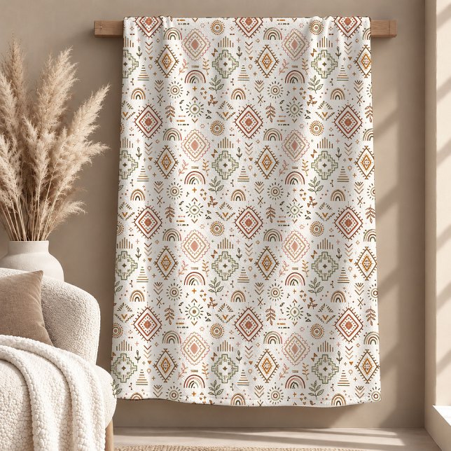 Beautiful Rustic Beige Boho Rainbow Blanket (Beautiful Rustic Beige Boho Rainbow Blanket)