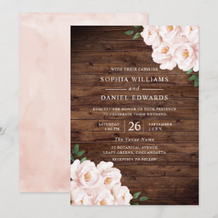 Beautiful Rustic Blush Pink Elegant Wedding Invitation