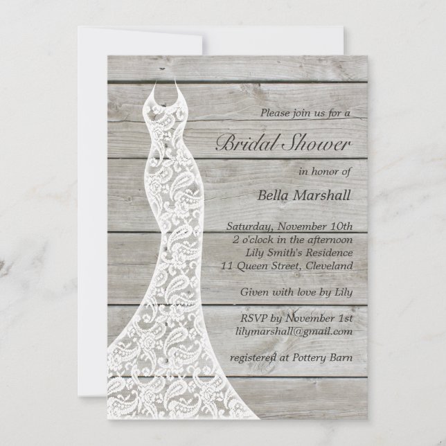 Beautiful Rustic Bridal Shower Invitation (Front)