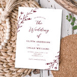 Beautiful Rustic Burgundy Wildflower Boho Wedding Invitation<br><div class="desc">This lovely rustic wedding invitation features a classic white background with burgundy hand-drawn wildflowers and elegant typography. It's the perfect design for a rustic yet elegant wedding! See the collection for coordinating items.</div>