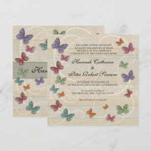 Beautiful Rustic Butterfly Wedding Invitation