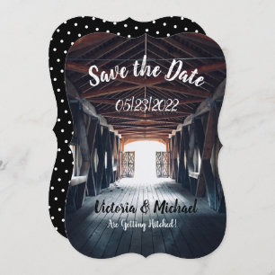 Beautiful Rustic Covered Bridge Save The Date Invitation