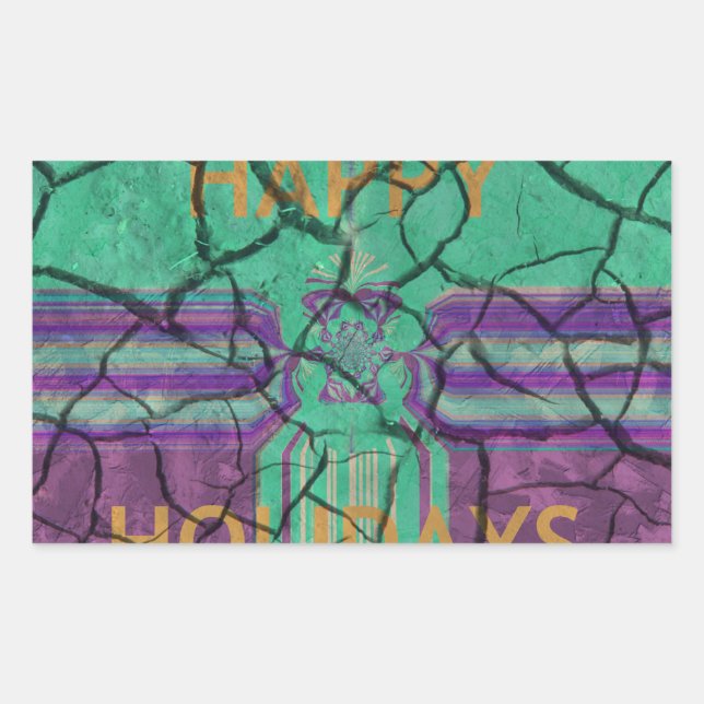 Beautiful rustic cracked mud love heals text art rectangular sticker (Front)