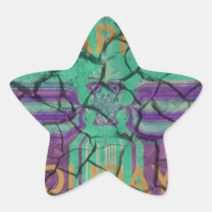 Beautiful rustic cracked mud love heals text art star sticker