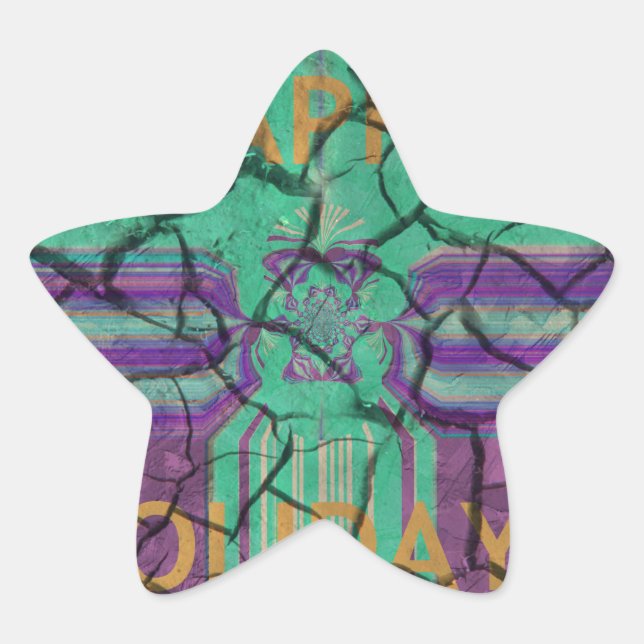 Beautiful rustic cracked mud love heals text art star sticker (Front)