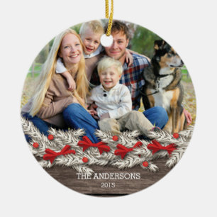 Beautiful Rustic Family Photo Christmas Ceramic Tree Decoration