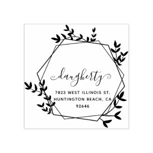 Beautiful Rustic Floral Frame Handwritten Return A Rubber Stamp