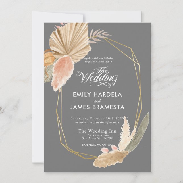 Beautiful Rustic Leaves Watercolor Budget Wedding  Invitation (Front)