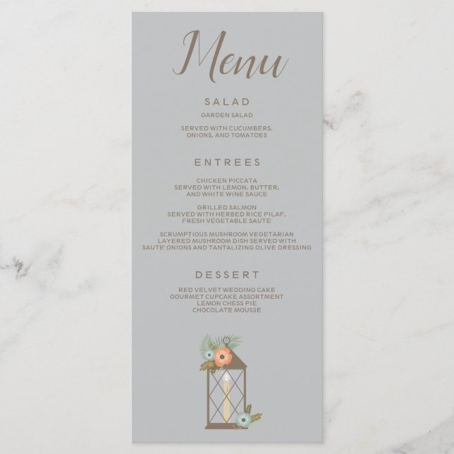 Beautiful Rustic on blue background Menu (Front)