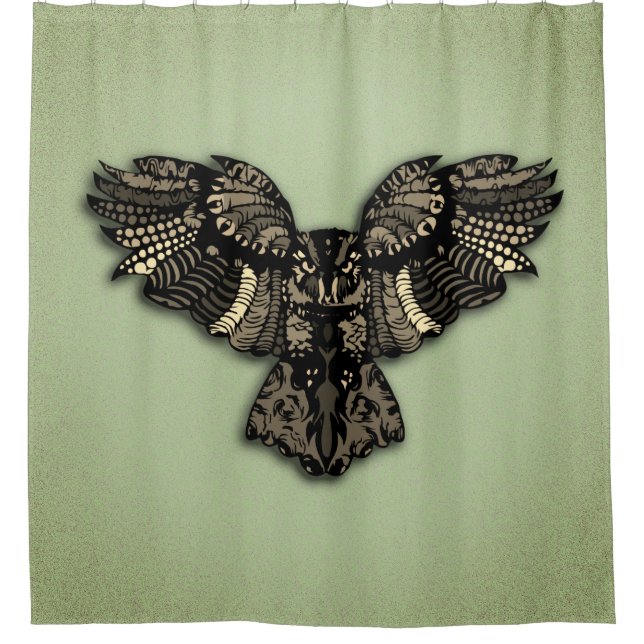 Beautiful Rustic Owl Shower Curtain (Front)