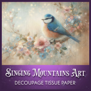 Beautiful Rustic Shabby Chic Bluebird Decoupage Tissue Paper