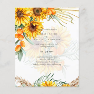 Beautiful Rustic Sunflowers Pampas Grass Wedding Flyer