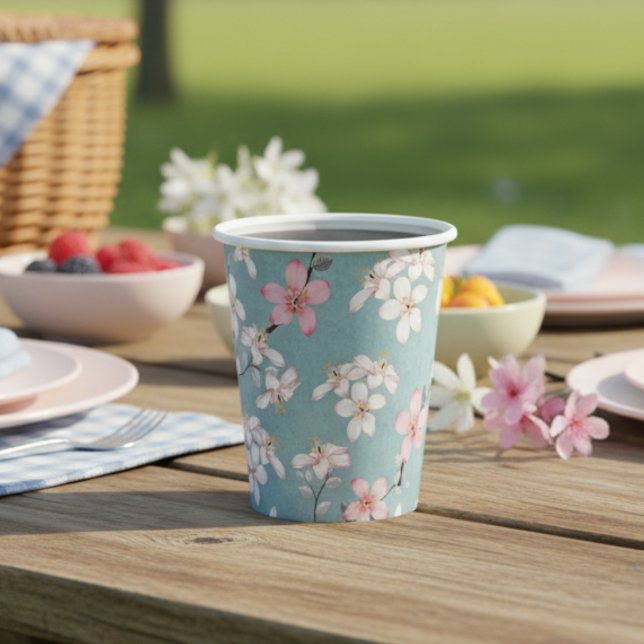 Beautiful Rustic Vintage Cherry Blossoms  Paper Cups (Creator Uploaded)