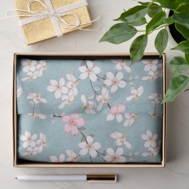 Beautiful Rustic Vintage Cherry Blossoms  Tissue Paper (Gift)