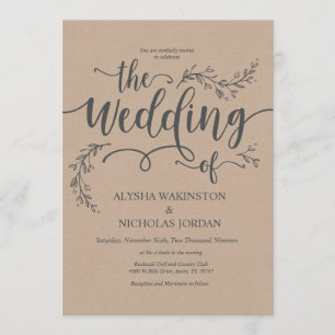 Beautiful Rustic Wedding Invitation Card