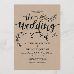 Beautiful Rustic Wedding Invitation Card
