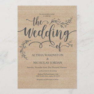 Beautiful Rustic Wedding Invitation Card