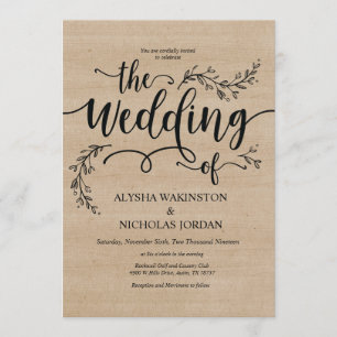 Beautiful Rustic Wedding Invitation Card