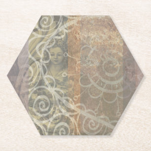 Beautiful rusty brown aesthetic industrial style paper coaster