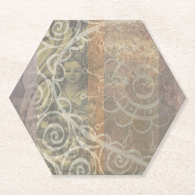 Beautiful rusty brown aesthetic industrial style paper coaster (Front)