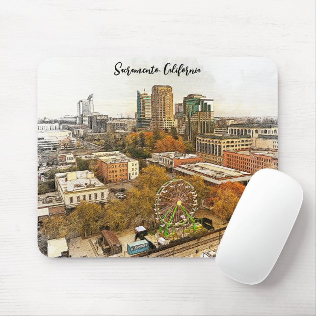 Beautiful Sacramento California City View Mouse Mat (With Mouse)