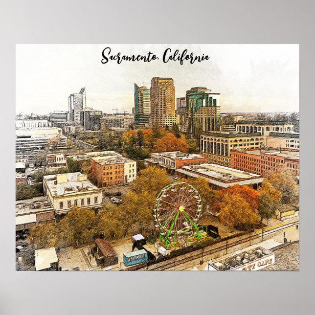 Beautiful Sacramento California City View Poster (Front)