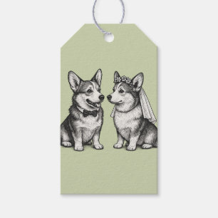 Beautiful Sage Green - Whimsical Corgi Wedding Gift Tags