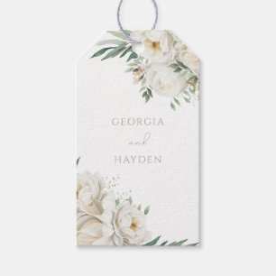 Beautiful Sage Leaf & White Flower Wedding Gift Tags